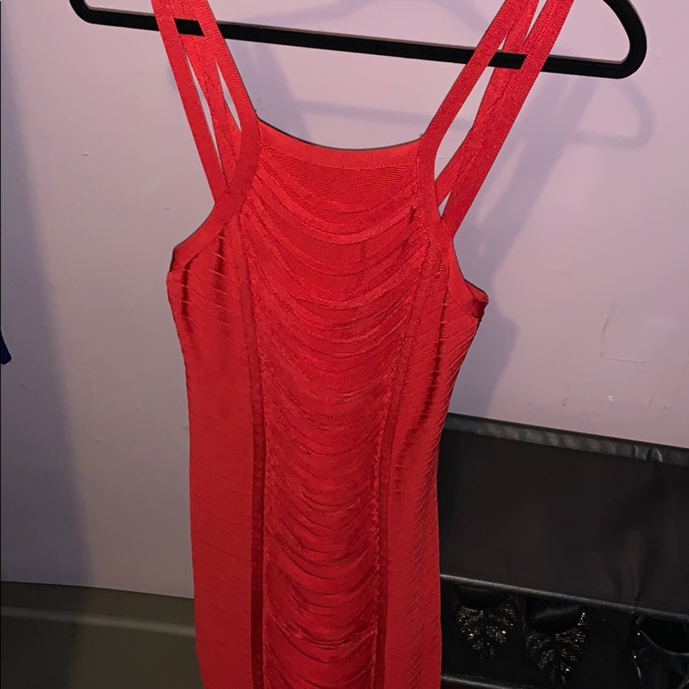 Coral orange bondage dress